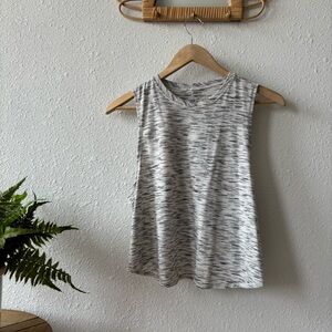 lululemon - Cropped Open Back Top - White & Grey Striped